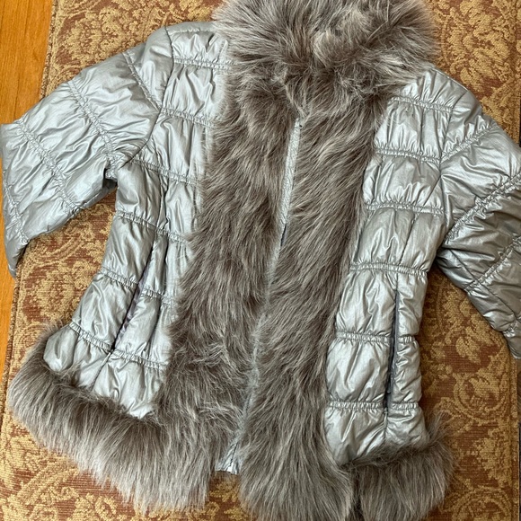 INC International Concepts Jackets & Blazers - INC Silver Jacket with Fur